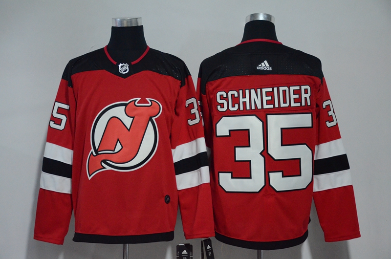 Men New Jersey Devils 35 Schneider Red Hockey Stitched Adidas NHL Jerseys
